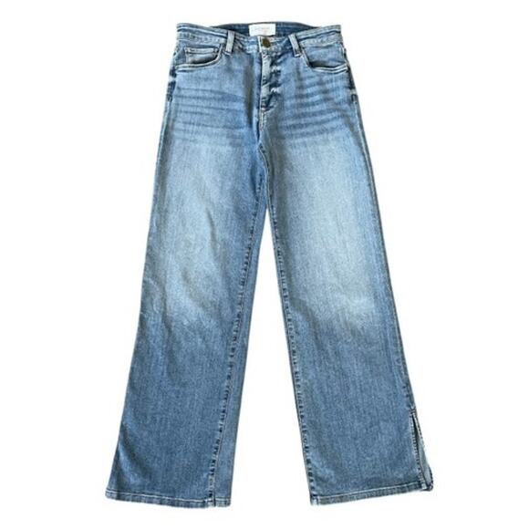 Evereve The Ever Trouser Jeans Size 28 Wide Leg Light Wash - Picture 1 of 8